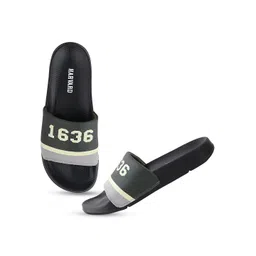 Harvard Men Navy Blue Printed Sliders-image-34