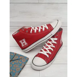 Harvard Men Red High-Top Canvas Sneakers-picture-30