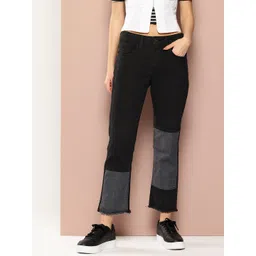 Harvard Women Colourblock Straight Fit Frayed Jeans-picture-11