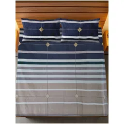 HARYANA HOOPS Blue & Grey Printed 220 TC Cotton Queen Bedsheet Set 2.25 m x 2.50 m-picture-42
