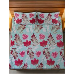 HARYANA HOOPS Blue & Pink Floral 220 TC Queen Bedsheet Bedsheet Set 2.50m x 2.25m-picture-10