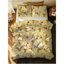 HARYANA HOOPS Off White & Green Floral Printed 220 TC Queen Bedsheet Set 2.50m x 2.25m-picture-24