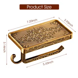 hasthip HASTHIP® Toilet Paper Roll Holder with Phone Shelf, Anti-Rust Aluminum Antique 3D Carving Wall-Mounted Toilet Paper Holder for Bathroom Washroom Hotel (7.29 * 3.94 * 3.75inch) image 2