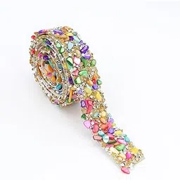 HASTHIP® 1 Roll DIY Scrapbooking Tape 0.78 Inches Width Sparkling Rhinestone Tape Self Adhesive DIY Crafting Color Resin Rhinestone Decorative Tape for Clothing Sewing Decorating Scrapbooking-picture-18