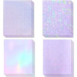 HASTHIP® 20 Sheets Vinyl Holographic Sticker, 4 Styles Self Adhesive Lamination Sticker Paper Wrap Sticker for Laptop Bike Car Table Mobile Phones (8.5x11 inch)-picture-24