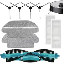HASTHIP® 9Pcs Replenishment Kit, Replacement Parts Vacuum Cleaner Accessories for Viomi SE, Spare Replacement Accessories - 1 Main Brush, 4 Side Brushes, 2 Mop Cloth, 2 Filters, Cleaning Tools image 1