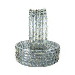 HASTKALA JEWELL Set Of 12 Studded With Diamond Cut Beaded Bangles-picture-10