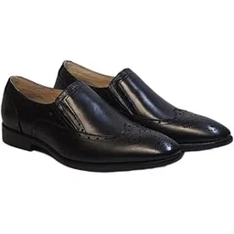 haul yogi Leather Collection Mens Wingtip Slip-On Loafers Leather Brogue Accents with Easy-On Formal Fit-picture-11