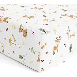 Haus and Kinder 100% Cotton Fitted Cot Crib Sheet | Bed Sheets for Newborn Baby Crib Mattress | Deep Pocket All Round Elastic Fitted Crib Sheet for Baby| Size 132 cm x 71 cm | Whimiscal Woodland-picture-15