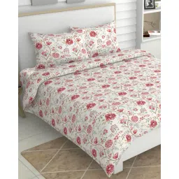 haus & kinder 186 TC Floral King Size Bedsheet with Pillow Covers image 1