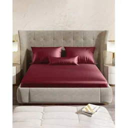 haus & kinder 300TC Satin King Flat Bedsheet with 2 Pillow Cover-picture-47