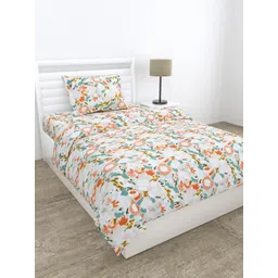 haus & kinder Blushbloom White Printed Pure Cotton 186 TC Single Bedsheet Set 1.53 x 2.55m-picture-33