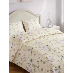 Haus & Kinder Bold Floral Cream 144 TC Cotton King Bedsheet with 2 Pillow Covers-picture-24