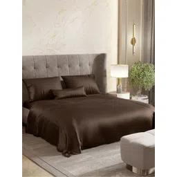 haus & kinder Brown 300 TC King Bedsheet with 2 Pillow Covers 2.74 m x 2.28 m-picture-25
