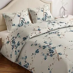 Haus & Kinder Double Size Bedsheets for Bed, 186 TC, 100% Cotton Bed Sheet for Queen Size Bed with 2 Pillow Covers, Bedsheet with Floral Grace Design-image-8