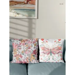 Haus & Kinder Floral Charm Digital Printed 100% Cotton Duck Square Cushion Cover - Pack of 2-picture-35