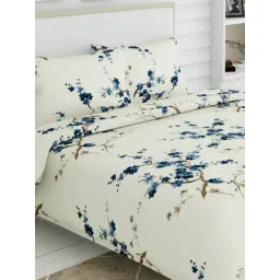 Haus & Kinder Floral Grace Printed Blue 186 TC Cotton Bed Sheet with 2 Pillow Covers-picture-13
