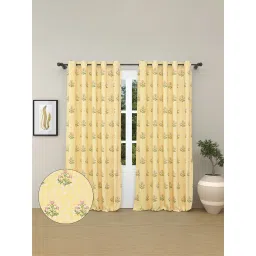 Haus & Kinder Floral Yellow Cotton Curtains image 1
