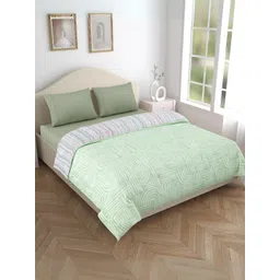 haus & kinder Green & White Printed 150 GSM A Room Double Bed Reversible Comforter-picture-12