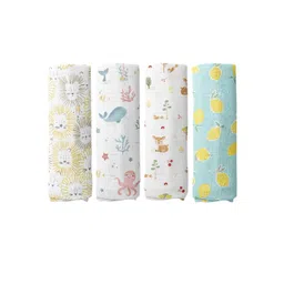 haus & kinder Infant Kids Set of 4 Pure Cotton Printed Swaddles-picture-23