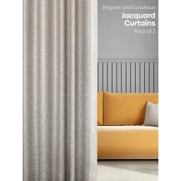 Haus & Kinder Ivory Willow Breeze Polyester Door Curtains 7 Ft - Pack of 2 image 2