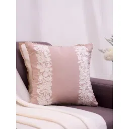 Haus & Kinder Lacewood Elegance Blush Cotton Embroidered Cushion Cover-picture-25
