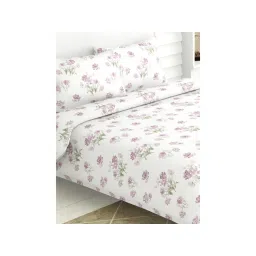 Haus & Kinder Lilac Dream 180 TC Cotton Printed Bedsheet White (Queen)-picture-13