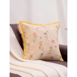 Haus & Kinder Meadow Whimsy Multicolor Cotton Embroidered Cushion Cover-picture-33