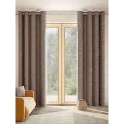 haus & kinder Mosaic Mirage Brown & White 2 Pieces Printed Room Darkening Door Curtains-picture-25