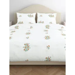 Haus & Kinder Multicolor 100% Cotton Floral 186 TC King Flat Bedsheet with 2 Pillow Covers-picture-11