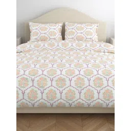 Haus & Kinder Multicolor 100% Cotton Floral 186 TC King Flat Bedsheet with 2 Pillow Covers-picture-20