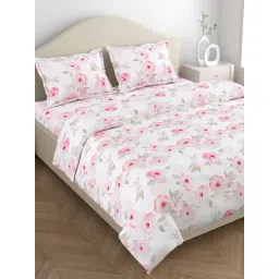 Haus & Kinder Multicolor 100% Cotton Floral 300 TC Soft King Flat Bedsheet with 2 Pillow Covers-picture-46