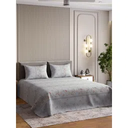 haus & kinder Royal Saga Grey & Maroon Floral Cotton 186 TC King Bedsheet Set-2.75mx2.75m-picture-41