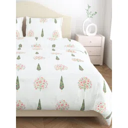 Haus & Kinder White Cotton 186 TC Double Size Flat Bedsheet with 2 Pillow Covers image 4