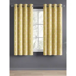 haus & kinder Yellow & White Floral Room Darkening Pure Cotton Window Curtains-picture-10