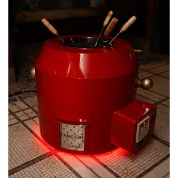 Haus of Bars by Speedx - Electric Tandur with 4 Skewers | Home Cooking Tandoor Crafted with a Blend of Clay & Metal, (20x20x20) Inches, Cylindrical (Fiery Red)-image-1