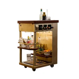 HAUS OF BARS BY SPEEDX Model Y Stylish Bar Trolley, Gold Finish with Metal Top-image-4