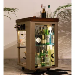 Model Y All-In-One Metal Bar Trolley in Gold Finish with Cocktail Trolley-image-14