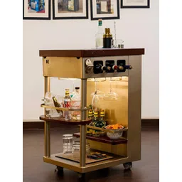 Haus of Bars Gold-Toned & Brown SpeedX - Model Y Bar Trolley With Metal Top-image-33