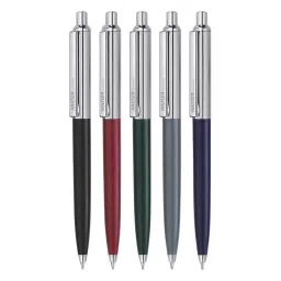 Hauser Half Metal Ball Pen with Retractable Mechanism & Smudge Free Writing Blue Ink Color (Pack of 5 Pcs)-picture-27