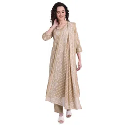 Haute and Humble Floral Printed Notch Collar Pure Cotton Kurta with Trousers & Dupatta-picture-35