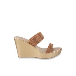 Haute Diva by Mochi Women's Antique Gold Casual Wedges-picture-35