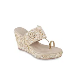 Haute Diva by Mochi Women's Gold T-Strap Wedges-picture-26