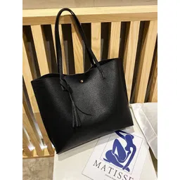 HAUTE SAUCE by Campus Sutra Textured Oversized Structured Tote Bag with Applique-picture-20