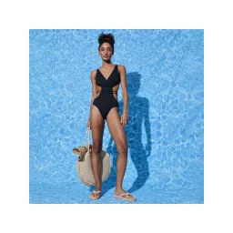 Haute Sauce Women Black Solid Cut-out One-piece Swimsuit-picture-20