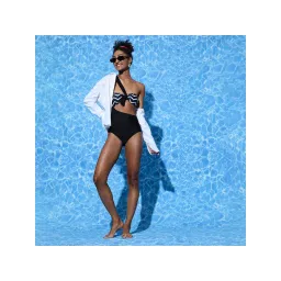 Haute Sauce Women One Shoulder Cut-out Swimsuit - Black-picture-33