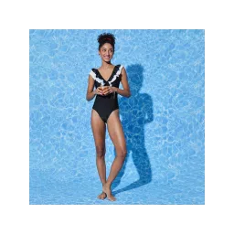 Haute Sauce Women Ruffle V- Neck One-piece Swimsuit - Black-picture-22