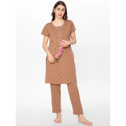 Hautemoda Pure Cotton Round Neck Printed Night Suit-picture-19