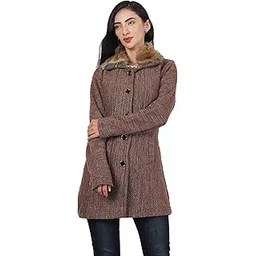hautemoda Solid Collared Neck Casual Women Coat with Fur Collar-picture-51