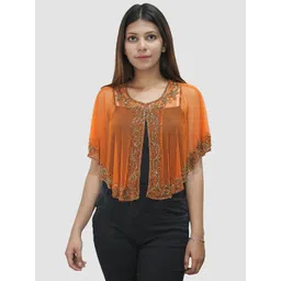 HAUTEMODA Women Embellished Net Cape Shrug-picture-25